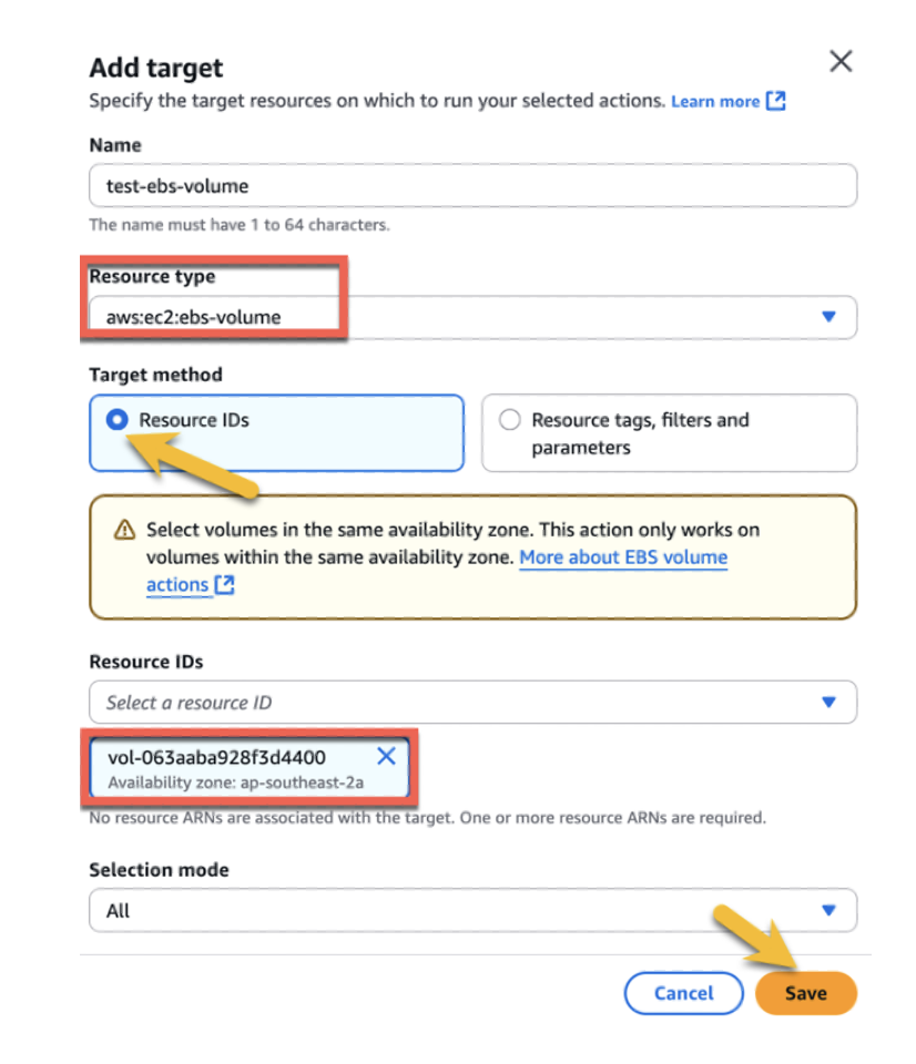 Add target for a custom experiment